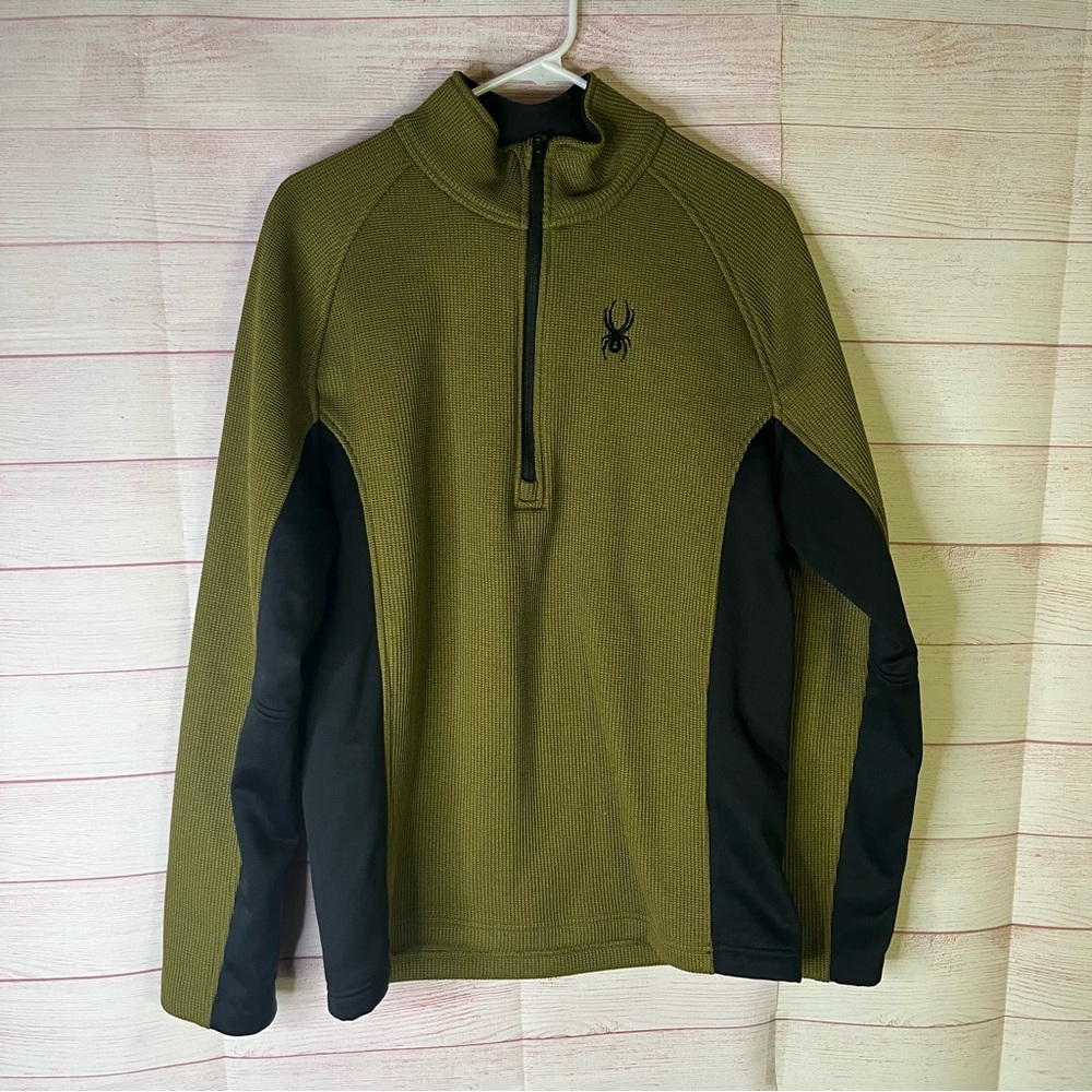 Spyder Green Black 1/4 Zipper Pullover Jacket Size Medium
